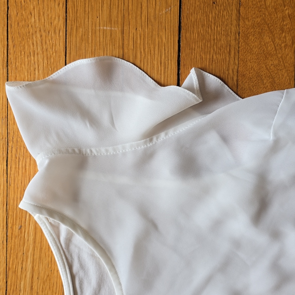 Simply Styled, Off-White, Ruffled Cap Sleeve, Scoop Neckline, Off-White Top, S - Picture 2 of 8